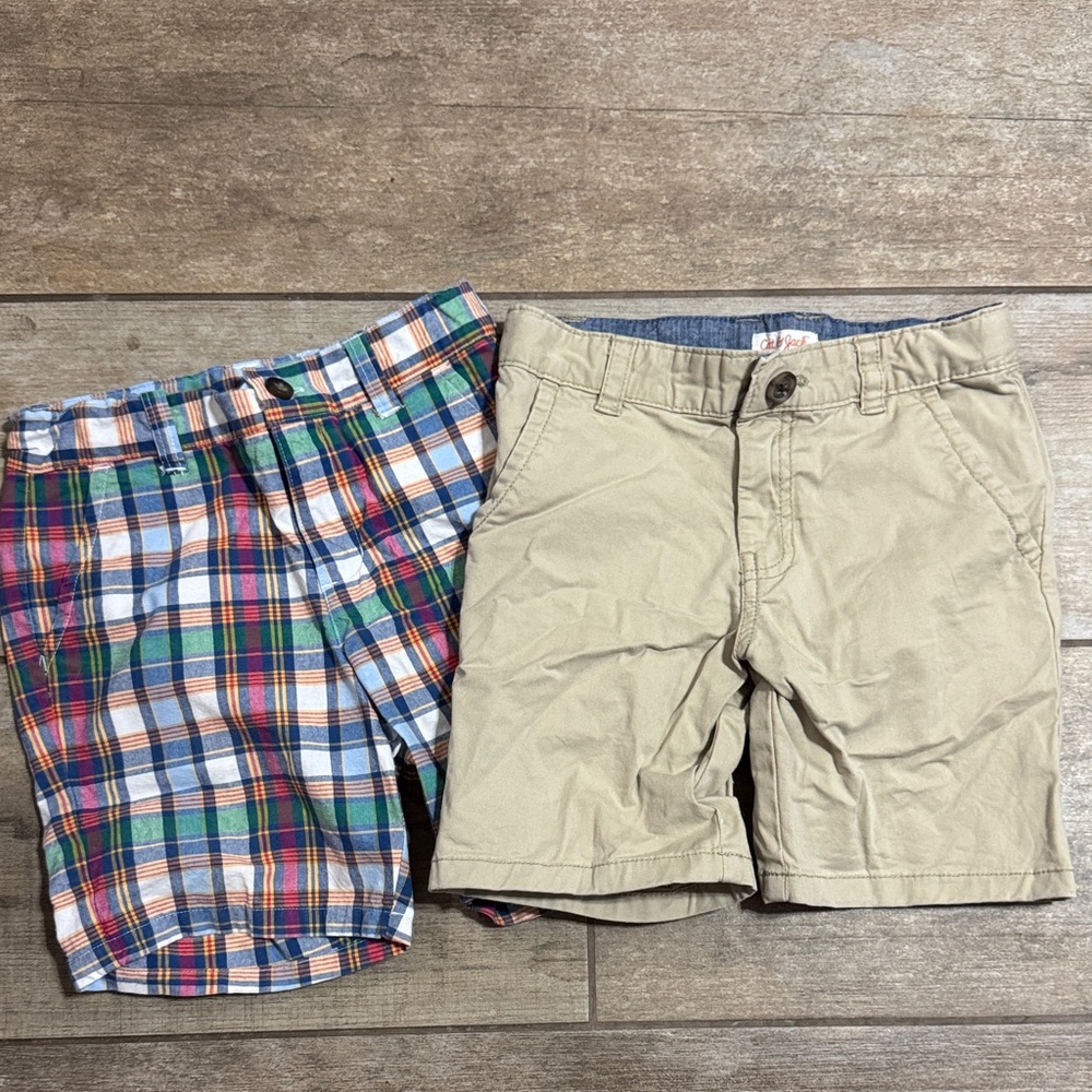 Janie and Jack Multicolor Plaid and Tan Shorts